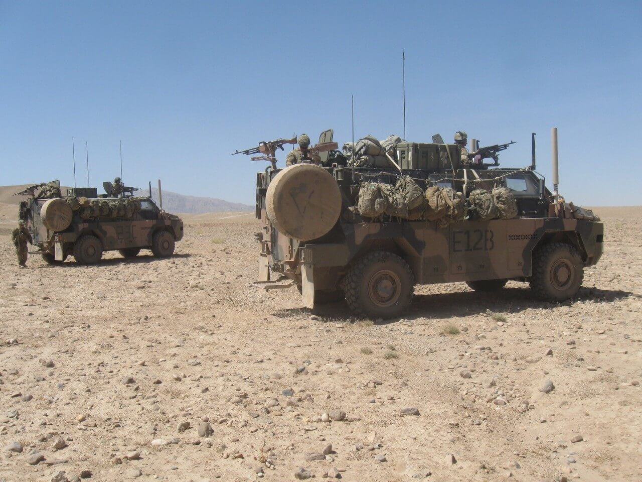 PMV from 5 Section, 2 Troop during a 107mm Rocket point of origin exploitation in Afghanistan, 2013.